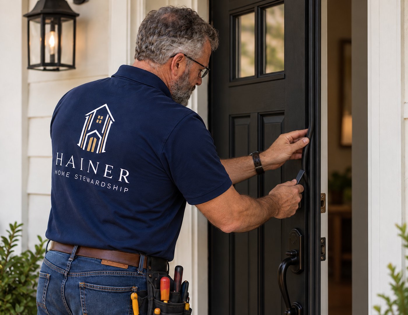 Geoff Hainer at work on a home