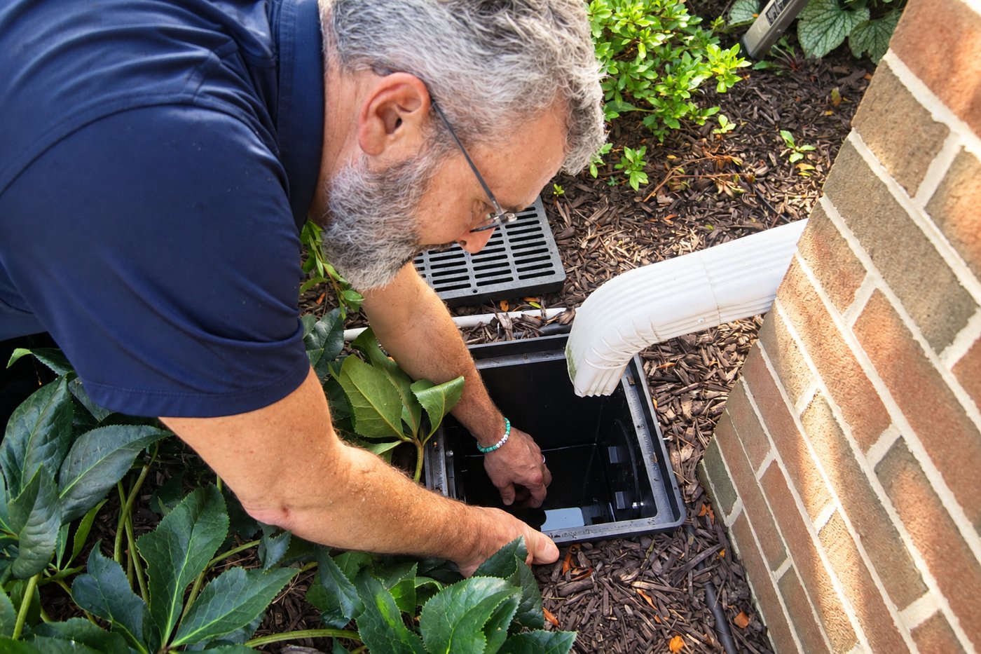 Drainage catch basin and downspout cleaning, Doylestown PA